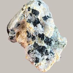 Black Tourmaline Green Mica And Quartz Specimen. Crystals Gemstones Rocks Minerals