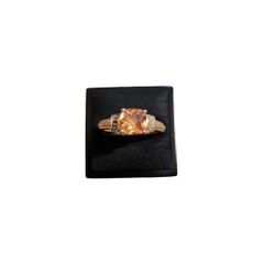 Size 10 Tarnished Gold Toned Champagne Quartz CZ Ring