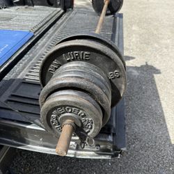 Huge Set Of Weights With Solid Steel Barbell 