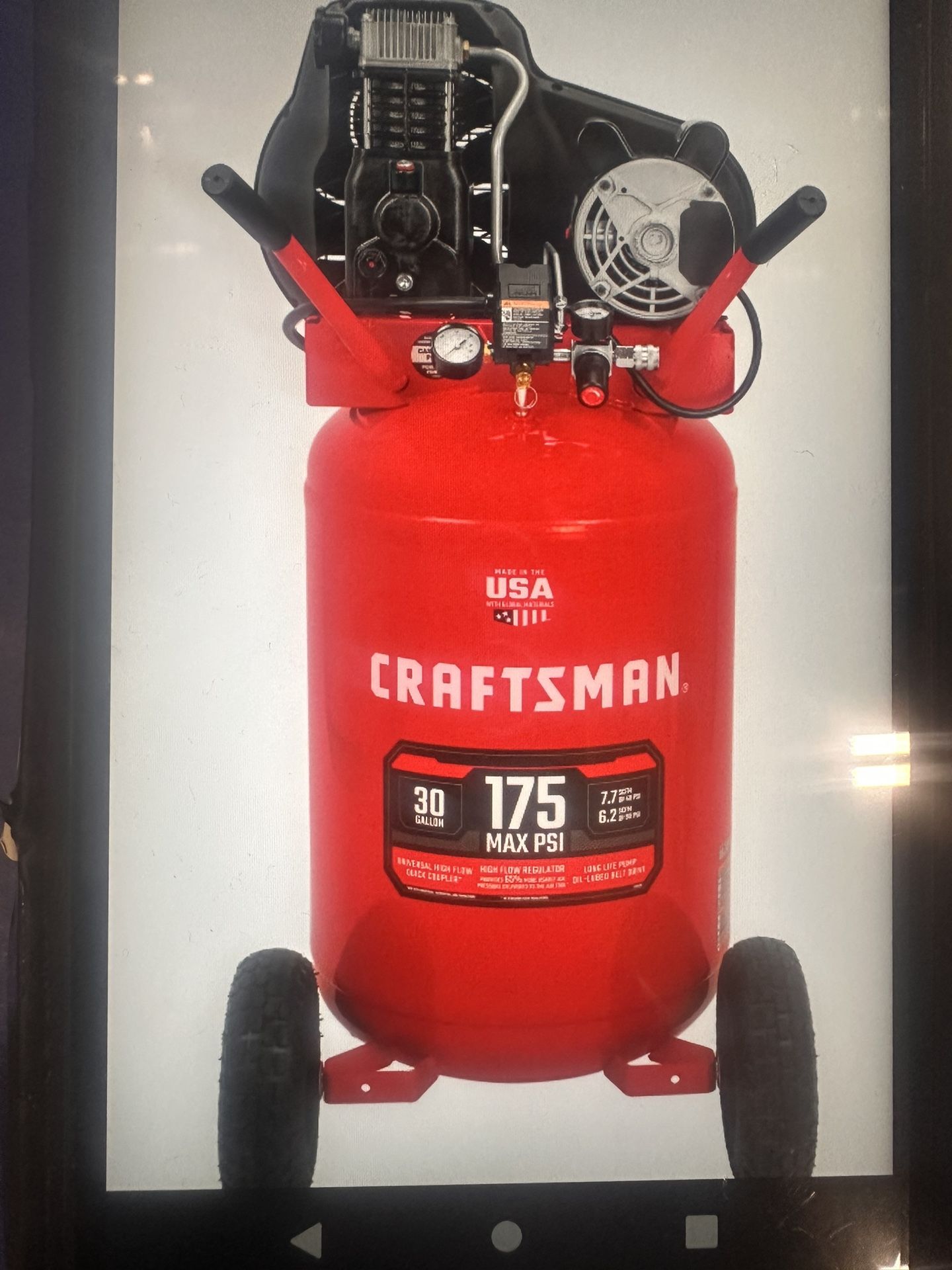 Craftsman 30- Gallons Portable 175 PSI Vertical Air Compressor 