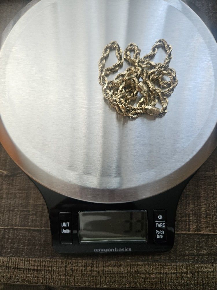 14k 24" 34 Grams Rope Gold Chain
