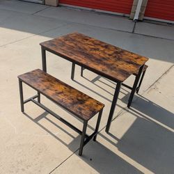 Rustic Wood-grain Table w/ Benches Set