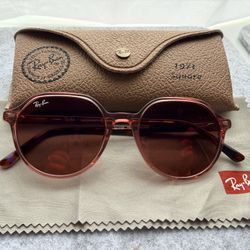Ray-Ban Pink translucent Sunglasses With Hard Case