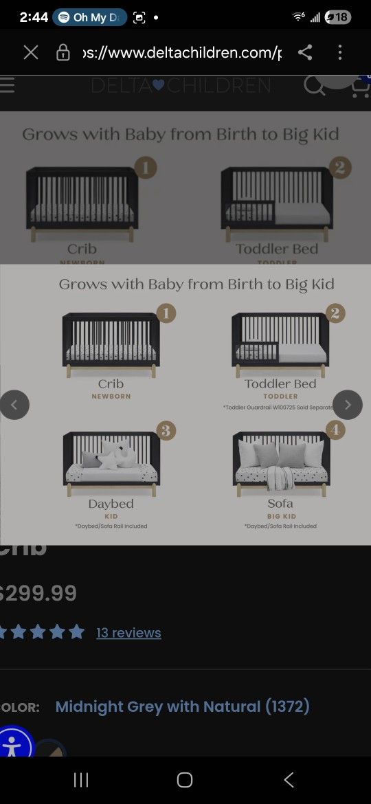 delta Black Crib With Mattress