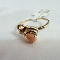 10K Gold Coral Bow Ring 