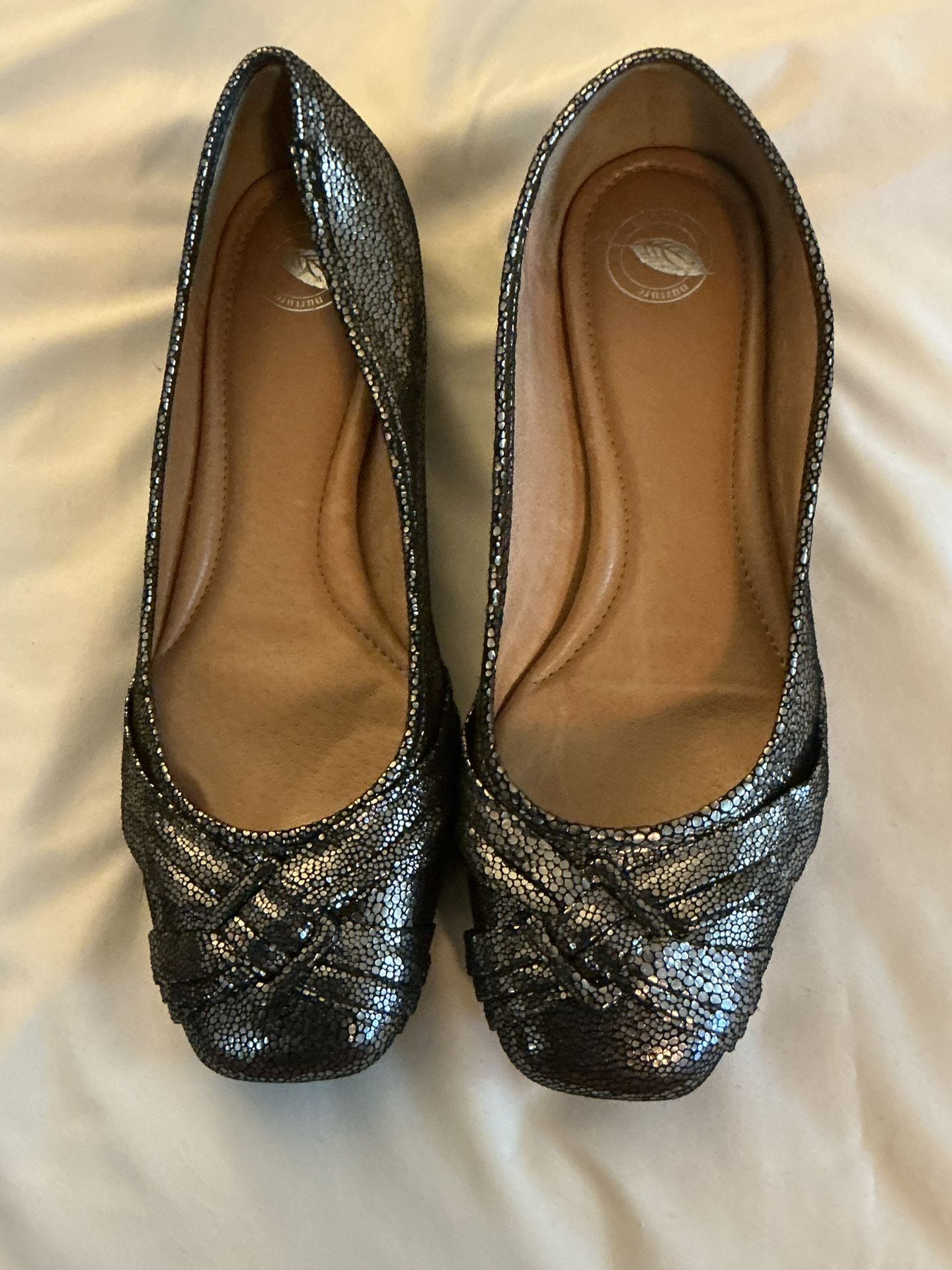 Silver/black Ballet Flats