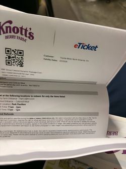 Selling two Knotts tickets with parking pass