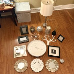Large Decor Bundle, Silver, Black & White — Lamp, Mirrors+, Price for ALL — PPU S. Atx on Copano Dr. 78749