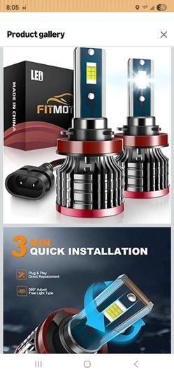 H11/H8/H9 Bulbs, 80W 16000 Lumens Bright,6500K Cool White Fog Light Halogen Replacement IP68 Waterproof, Pack of 2