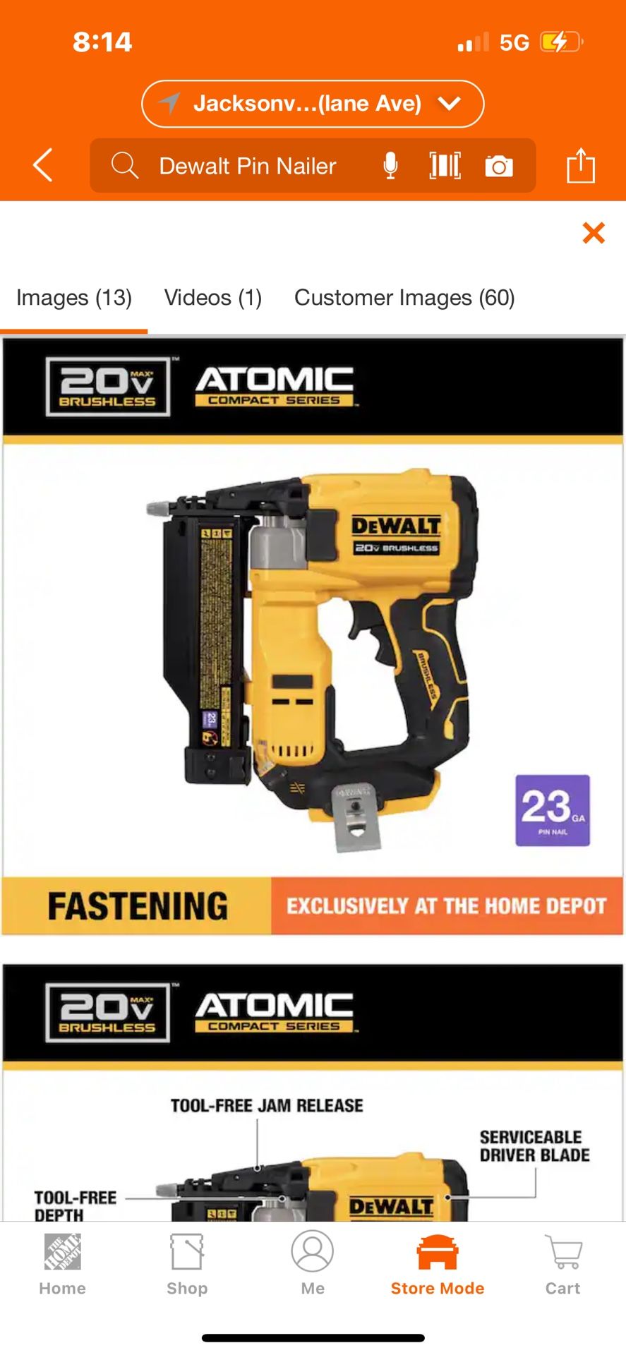 Dewalt Pin Nailer 20v
