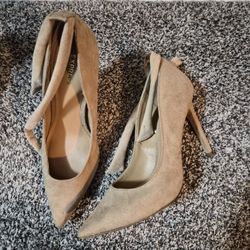 Beige Tie Up Heels