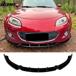 Fits 2009-2012 Mazda MX-5 Miata Gloss Black Front Bumper Lip IKON Style Spoiler 3PCS