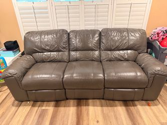 Leather power reclining couch
