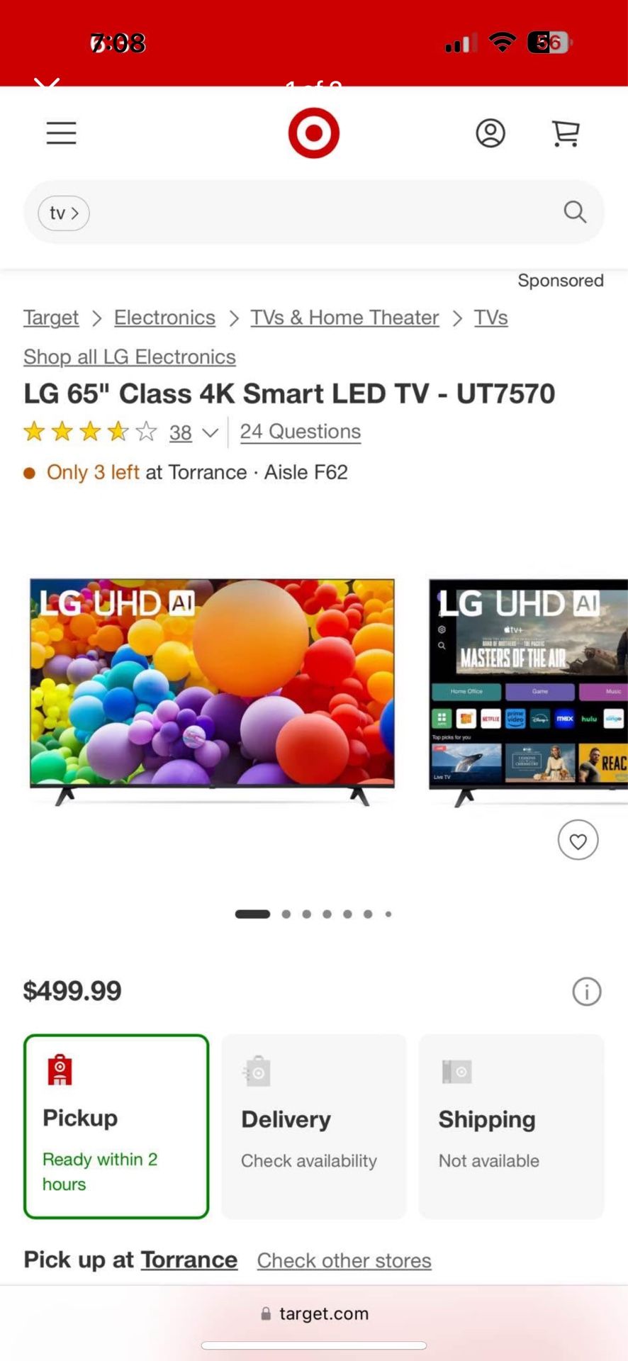 LG 65 inch tv and  tv wall mount