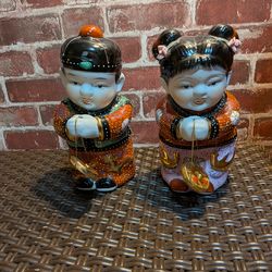 Golden Boy and Jade Girl 9" tall