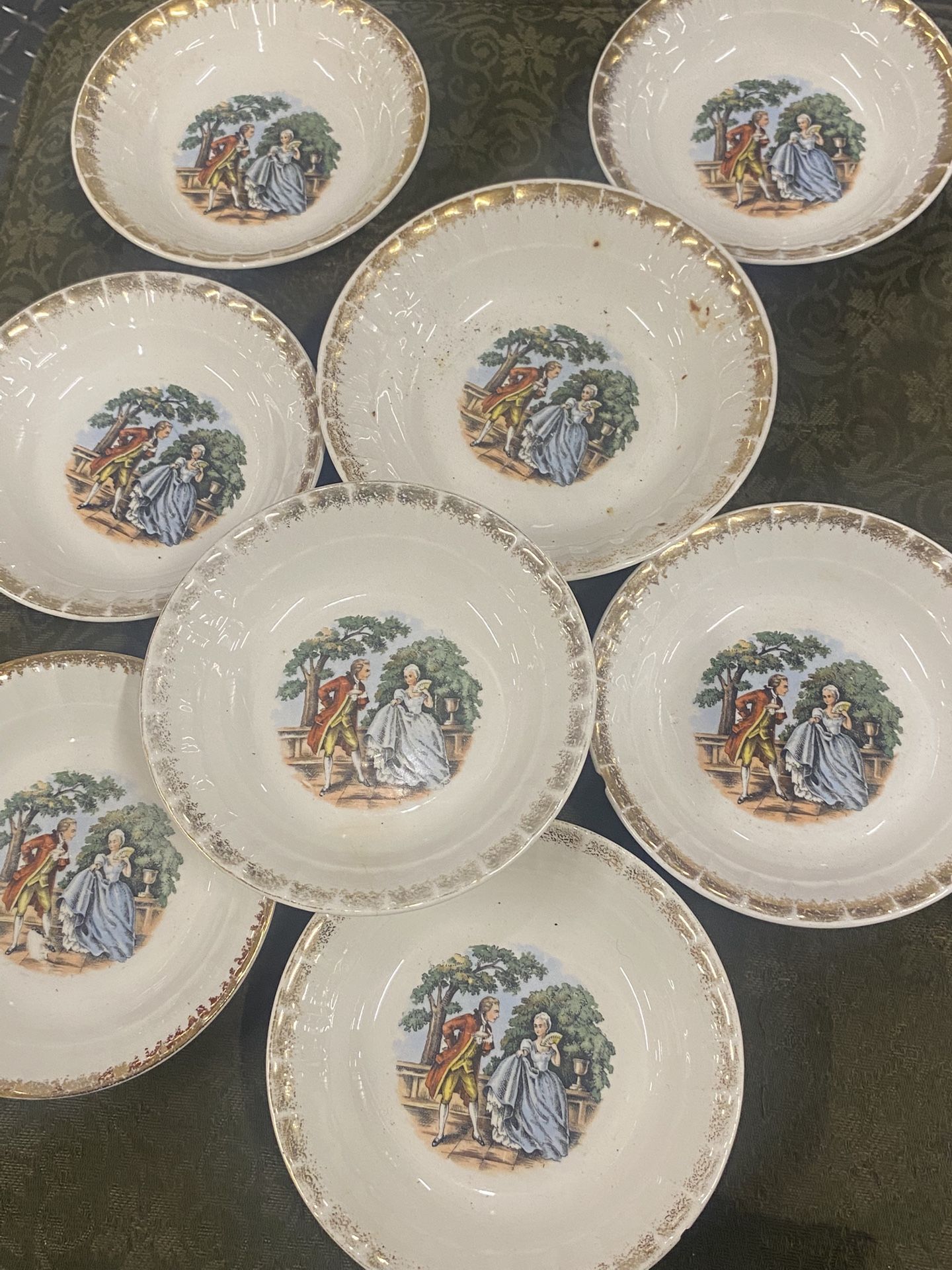 Cronin China Co. Set Of 4 Dessert/Sauce/Berry Bowls c1960s - Gold Trim on Ivory