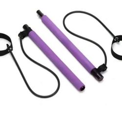 Portable Pilates Exercise Bars With Resistance Bands, Flexible Non-Slip Fitness Equipment For Women, Suitable For Gym, Yoga, Pilates And Body Conditio