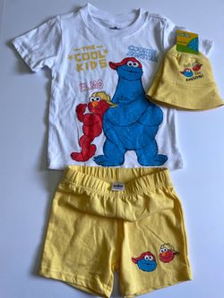 3T Toddler Boys Sesame Street Elmo Cookie Monster 3 Piece Outfit Set