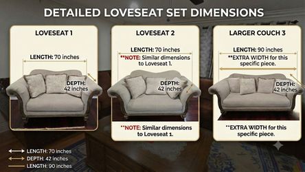 Premium 3-Piece French Country Living Room Set – 1 Large Sofa & 2 Loveseats