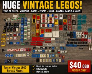 Vintage & Older LEGO Parts Lot – Windows, Doors, Fences, Signs, Printed Pieces & More – $150 OBO