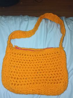 Orange Crochet Mesh Bag