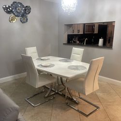 WHITE DINING TABLE SET