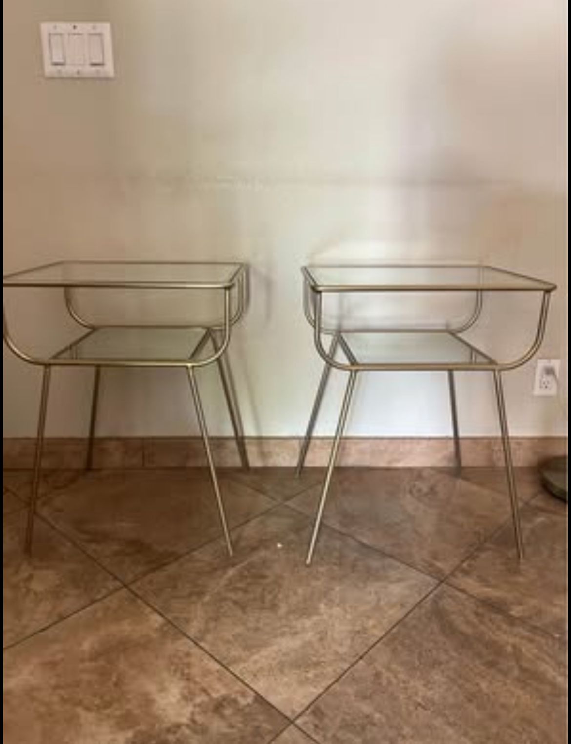Pair of West Elm Curved Terrace Nightstands