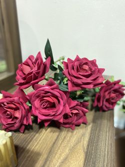 Fake Red Roses for Flower Vase Home Decor
