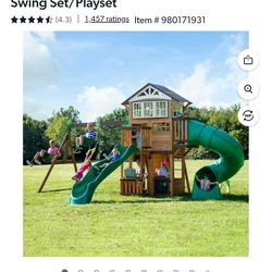 **price Firm ** Backyard Discovery Bristol Point Cedar Swing Set/Playset w/ extra slide and glider swing
