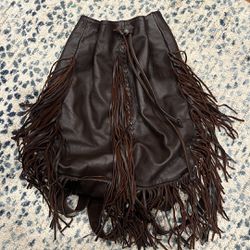 Vintage Leather Fringe Backpack