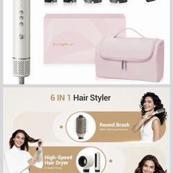6-in-1 Hair Styler, 110,000 RPM Hair Dryer with Auto-Wrap Curlers, Blow Dryer Oval Brush & Volumizer, Hot Air Styler for Fast Drying,Curling, Smoothin