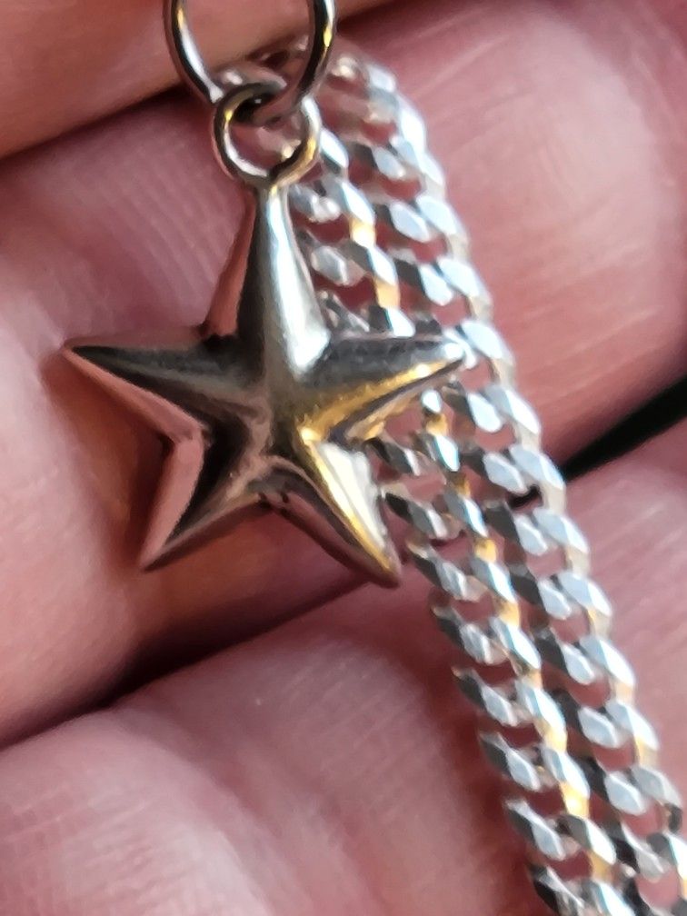 Star Pendant Solid 925 Sterling Silver Stamped