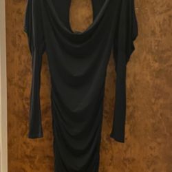 Marciano Long Sleeve Cutout Black Ruched Dress..mid Length Size Small 