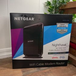 NETGEAR Nighthawk AC1900 WiFi Cable Modem Router C7000 – Dual Band DOCSIS 3.0 – New Open Box