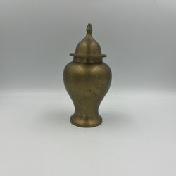 Vintage Mid Century Modern Brass Lidded Ginger Jar / Vase / Urn 