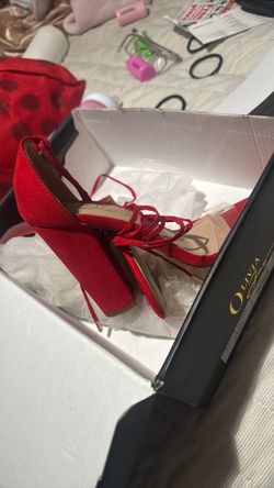 Red tie up heels