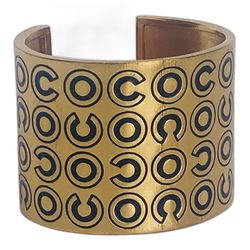 Chanel CC chain bracelet gold and black leather - VALOIS VINTAGE PARIS