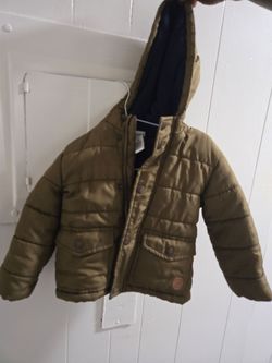 Little Me Boys Olive Green Quilted Puffer Jacket - Size 24M