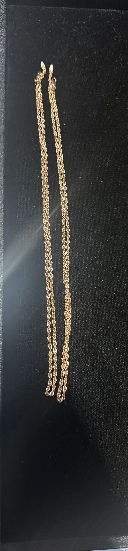 2 - 10K Rose Gold Rope Chains - 18 Inch Chains