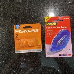 Fiskars 2-pk Trimmer Blades & Scotch Adhesive Dot Roller 1/3”x49ft Scrapbooking