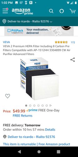 VEVA 2 Premium HEPA Filter Including 8 Carbon Pre Filters