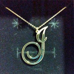 Gorgeous Initial J Necklace With Jessica Inscribed.
