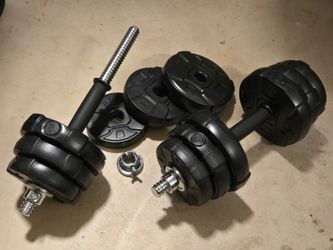 2 sets of dumbbells (2x22 lbs adjustable, 2x35 lbs fixed)