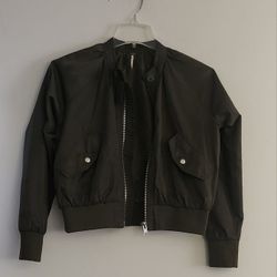 Free People Midnight Satin Bomber Jacket. Size: XS Color: Green 