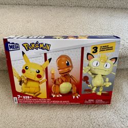 Mega Construx Pokemon Kanto Region Trio Building Set Pikachu Charmander Meowth