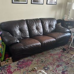 Brown Leather Couch And Love Seat