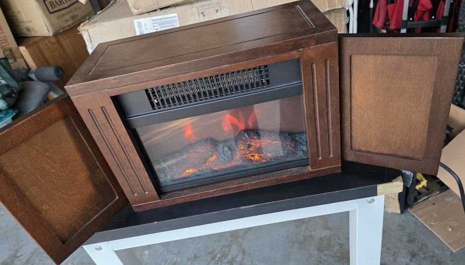 Portable Freestanding Tabletop Space Heater Flame Effect Mini Electric Fireplace