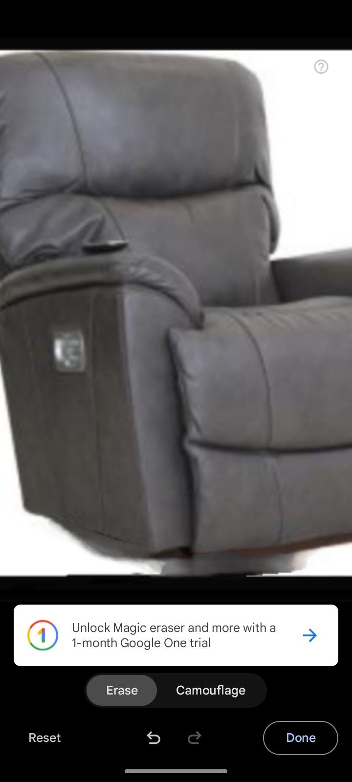 Gray Leather Recliner 