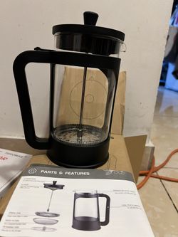 Brand New: French Press Coffee Maker 34oz / 1 Quart 304 Stainless Steel Coffee Press,with 4 Filters System, Heat Resistant Thickness Borosilicate Glas