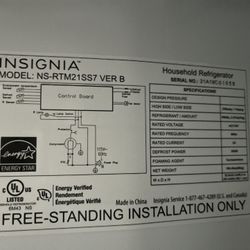 Insignia Fridge Model NS-RTM21SS7